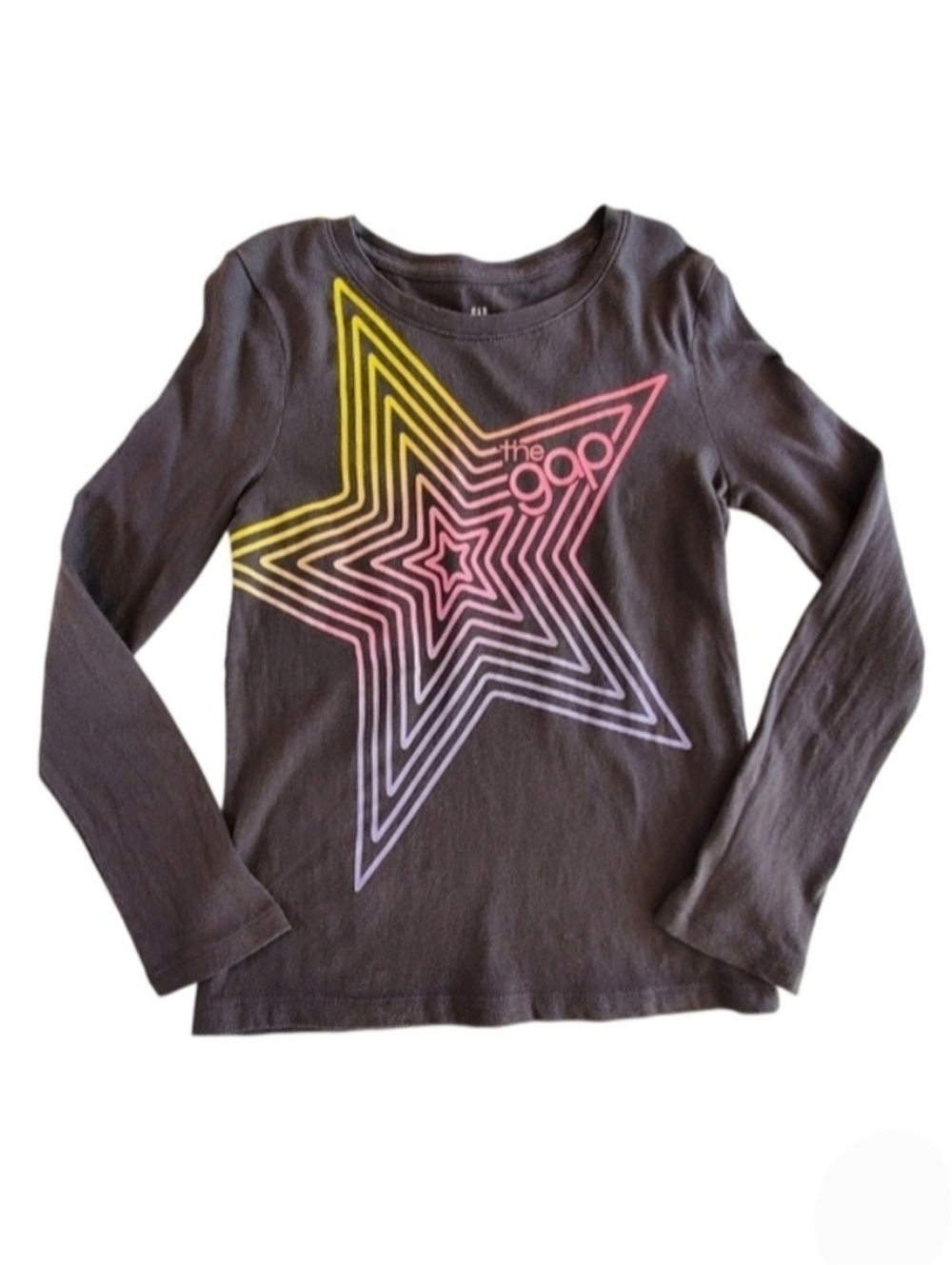 K1124 * Gap Girls Ombré Star Graphic Long Sleeve Tee Gray Size S